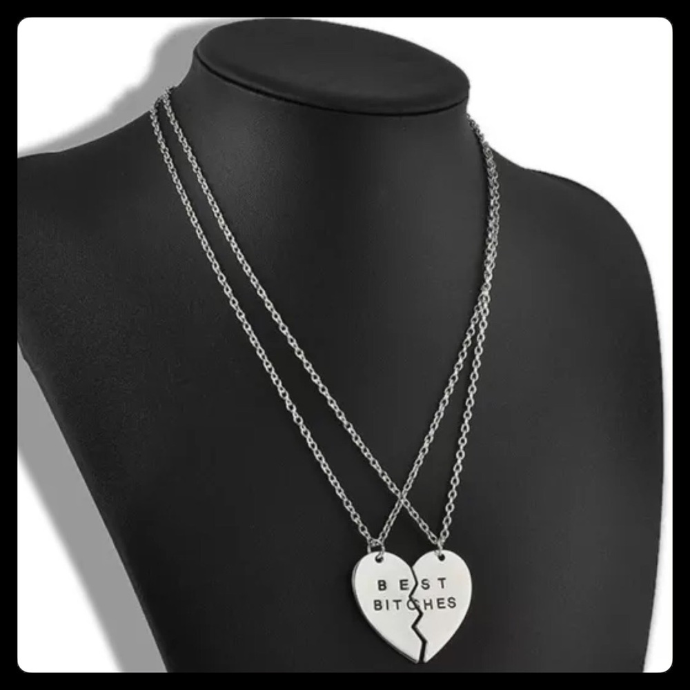 "Best Bitches" Friendship Heart Necklaces